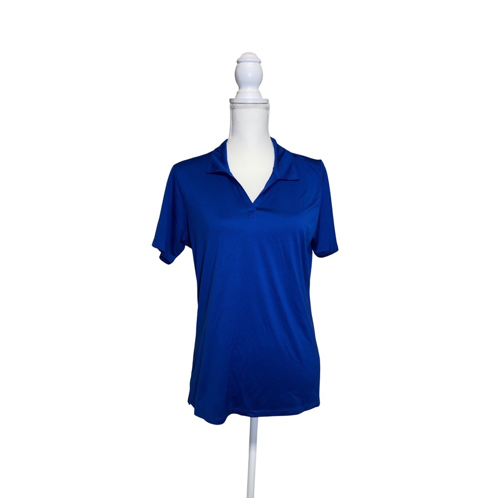 Sport-Tek Blue Short Sleeve V-Neck Collared Shirt Women's Size Medium